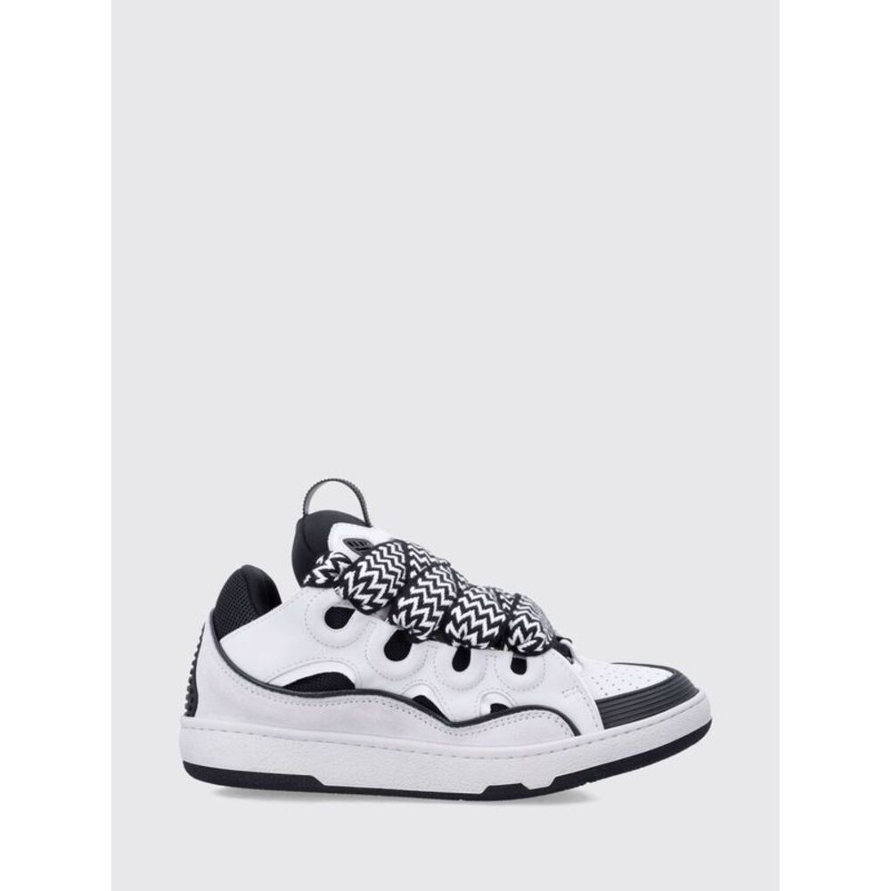 Lanvin Men Lanvin Curb Low-Top Leather And Mesh Trainers With Bicolour Design